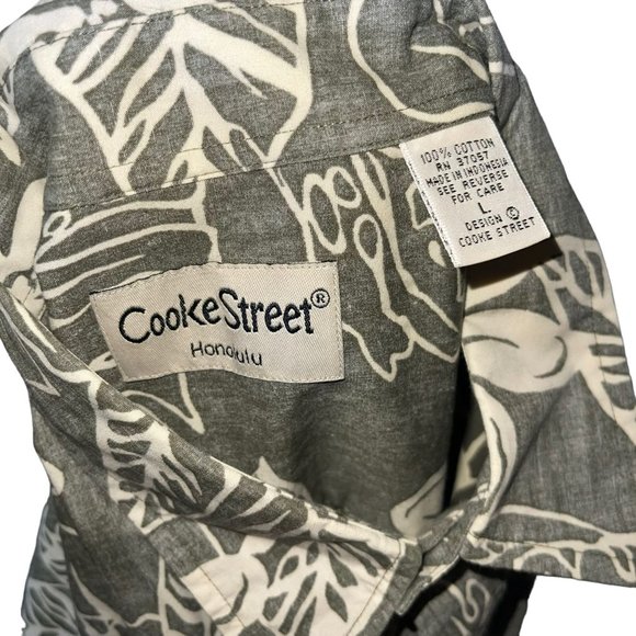 Cooke Street Honolulu Hawaiian Button Up Shirts Men's Size L Green Floral - Picture 9 of 10